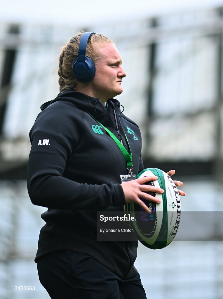 17 May 2026; Aoife Wafer of Ireland before the Women's 6 Nations Rugby Championship match between Ireland and Scotland at the Aviva Stadium in Dublin. Photo by Shauna Clinton/Sportsfile