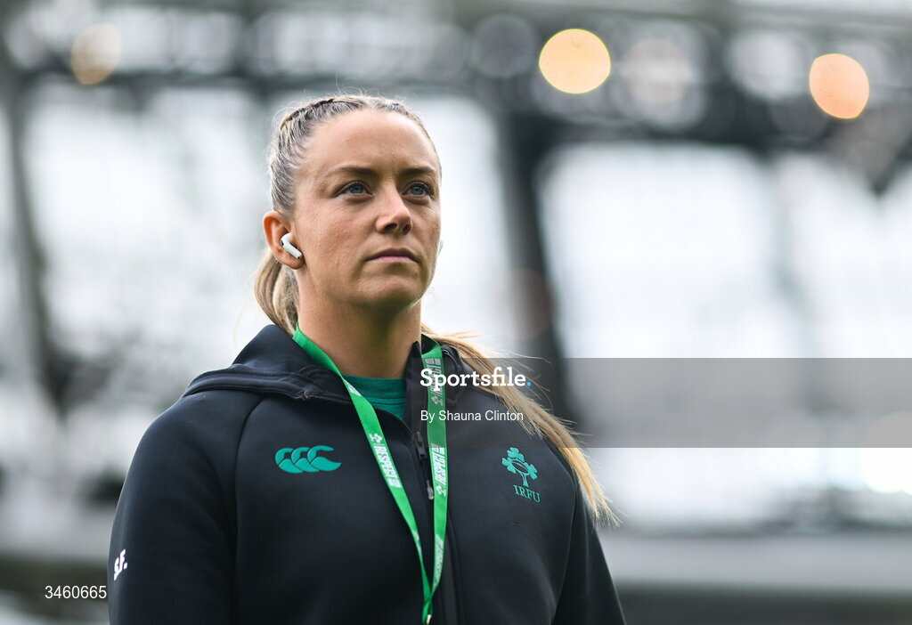 17 May 2026; Stacey Flood of Ireland before the Women's 6 Nations Rugby Championship match between Ireland and Scotland at the Aviva Stadium in Dublin. Photo by Shauna Clinton/Sportsfile