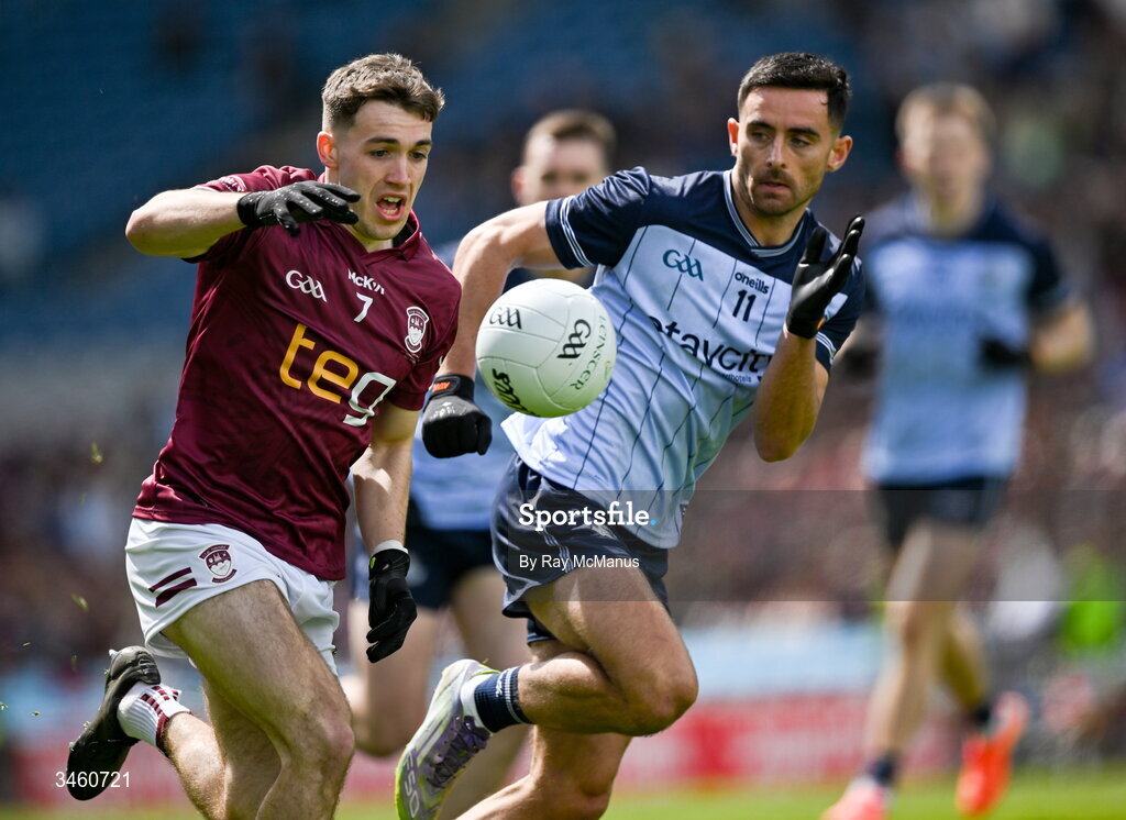 17 May 2026; Matthew Whittaker of Westmeath in action against Niall Scully of Dublin during the Leinster GAA Football Senior Championship final match between Dublin and Westmeath at Croke Park in Dublin. Photo by Ray McManus/Sportsfile