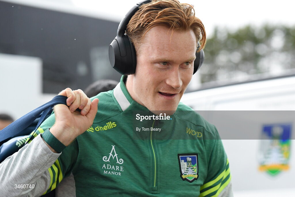 17 May 2026; William O'Donoghue of Limerick arrives before the Munster GAA Senior Hurling Championship Round 4 match between Limerick and Waterford at TUS Gaelic Grounds in Limerick. Photo by Tom Beary/Sportsfile