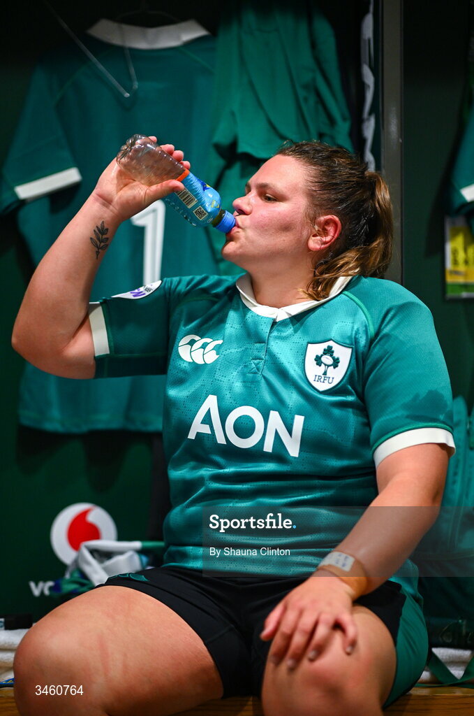17 May 2026; Ellena Perry of Ireland before the Women's 6 Nations Rugby Championship match between Ireland and Scotland at the Aviva Stadium in Dublin. Photo by Shauna Clinton/Sportsfile