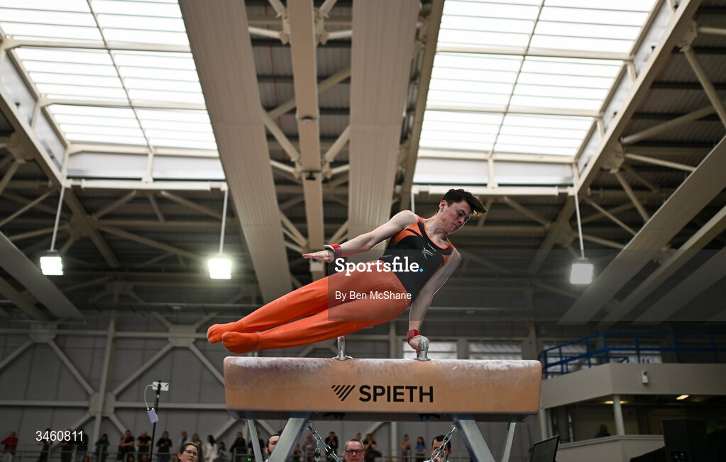 17 May 2026; Hayes Cooper of Phoenix GC competes in the Pommel Horse during the Gymnastics Ireland National Series Sport Ireland National Indoor Arena on the Sport Ireland Campus in Dublin. Photo by Ben McShane/Sportsfile