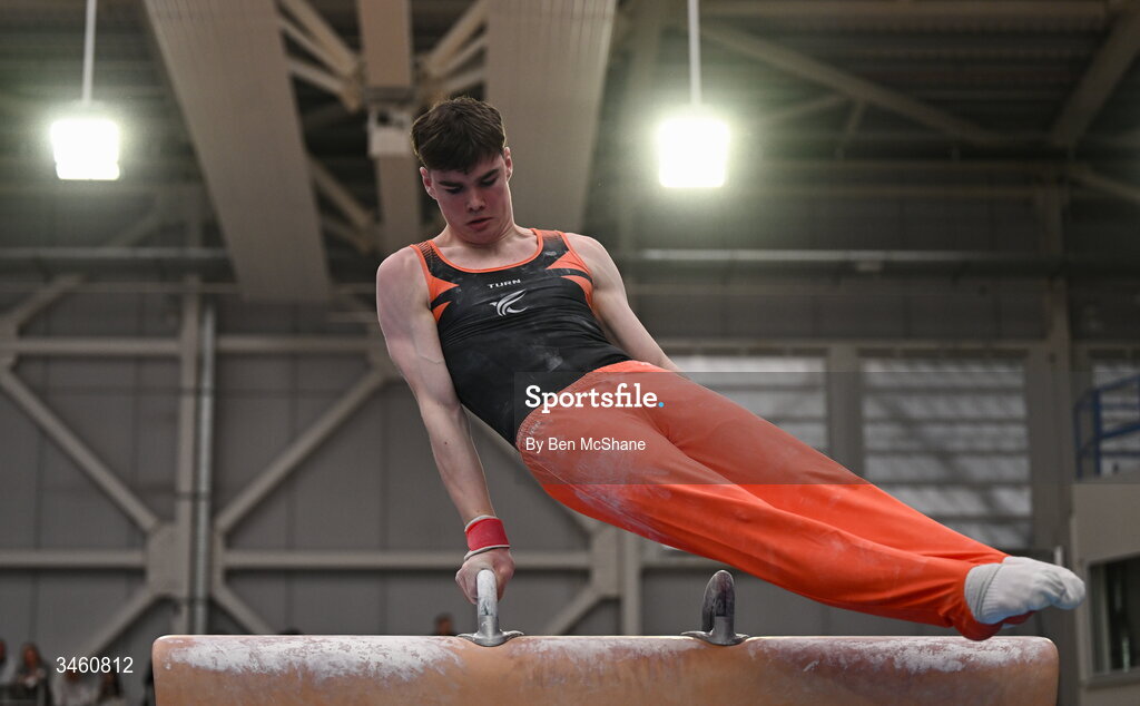 17 May 2026; Cillian Bergin of Phoenix GC competes in the Pommel Horse event during the Gymnastics Ireland National Series Sport Ireland National Indoor Arena on the Sport Ireland Campus in Dublin. Photo by Ben McShane/Sportsfile