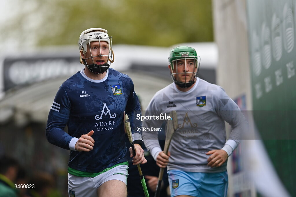 17 May 2026; Limerick captain Cian Lynch, left, leads his side out before the Munster GAA Senior Hurling Championship Round 4 match between Limerick and Waterford at TUS Gaelic Grounds in Limerick. Photo by Tom Beary/Sportsfile