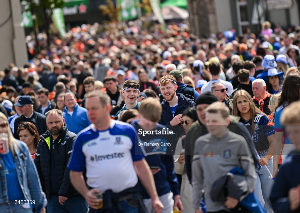 17 May 2026; Supporters gather in Clones town before the Ulster GAA Football Senior Championship final match between Armagh and Monaghan at St Tiernach's Park in Clones, Monaghan. Photo by Ramsey Cardy/Sportsfile