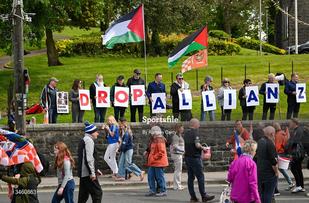 17 May 2026; An Allianz protest before the Ulster GAA Football Senior Championship final match between Armagh and Monaghan at St Tiernach's Park in Clones, Monaghan. Photo by Ramsey Cardy/Sportsfile