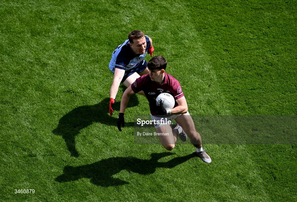 17 May 2026; Daniel Scahill of Westmeath in action against Paddy Small of Dublin during the Leinster GAA Football Senior Championship final match between Dublin and Westmeath at Croke Park in Dublin. Photo by Daire Brennan/Sportsfile
