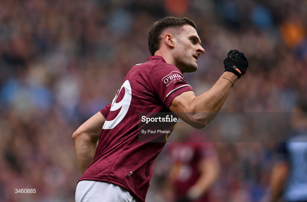 17 May 2026; Robbie Forde of Westmeath celebrates a score during the Leinster GAA Football Senior Championship final match between Dublin and Westmeath at Croke Park in Dublin. Photo by Paul Phelan/Sportsfile