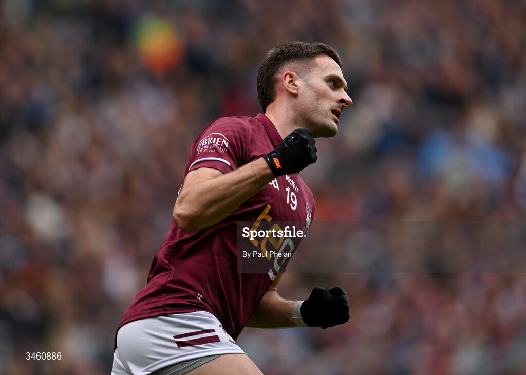17 May 2026; Robbie Forde of Westmeath celebrates a score during the Leinster GAA Football Senior Championship final match between Dublin and Westmeath at Croke Park in Dublin. Photo by Paul Phelan/Sportsfile