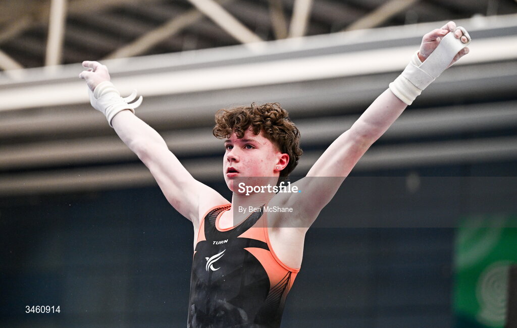 17 May 2026; Robert Ward of Phoenix GC competes in the Rings during the Gymnastics Ireland National Series Sport Ireland National Indoor Arena on the Sport Ireland Campus in Dublin. Photo by Ben McShane/Sportsfile