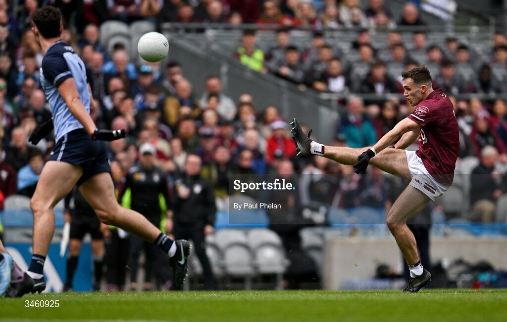 17 May 2026; Matthew Whittaker of Westmeath scores a point during the Leinster GAA Football Senior Championship final match between Dublin and Westmeath at Croke Park in Dublin. Photo by Paul Phelan/Sportsfile