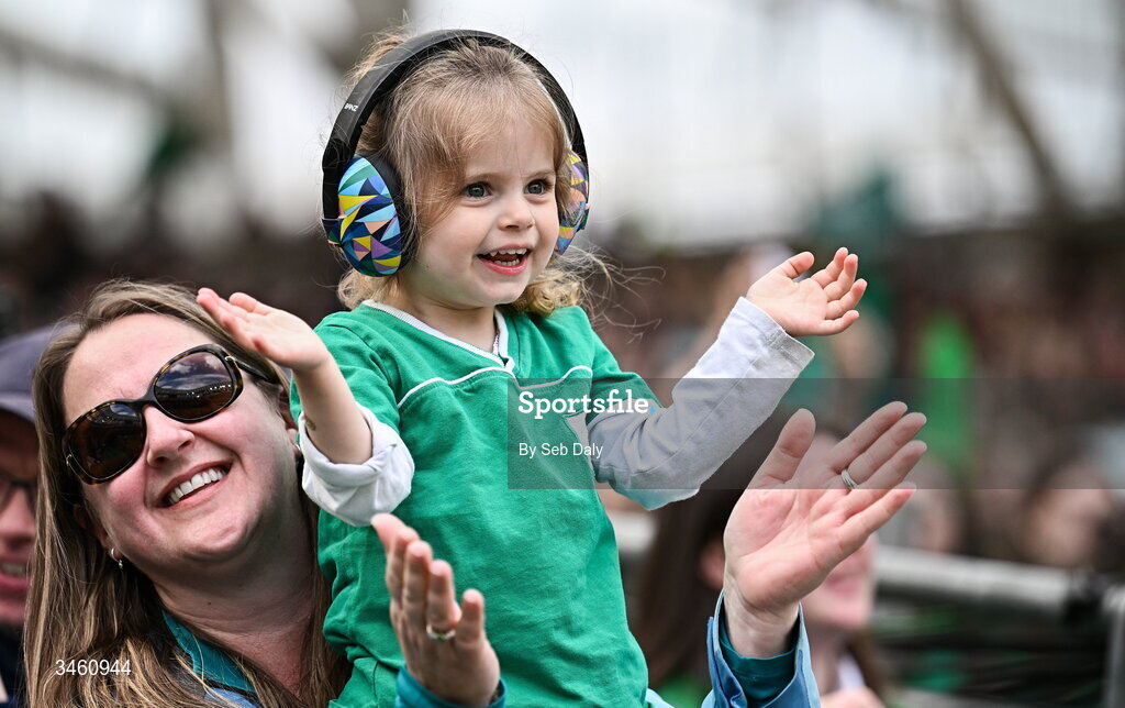 17 May 2026; Ireland supporters during the Women's 6 Nations Rugby Championship match between Ireland and Scotland at the Aviva Stadium in Dublin. Photo by Seb Daly/Sportsfile