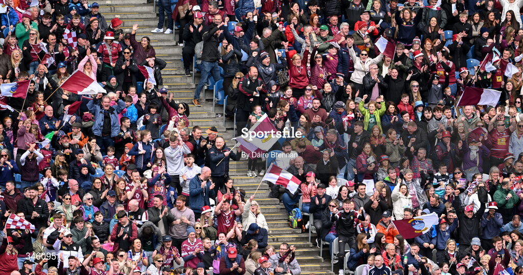 17 May 2026; Westmeath supporters celebrate a second half point during the Leinster GAA Football Senior Championship final match between Dublin and Westmeath at Croke Park in Dublin. Photo by Daire Brennan/Sportsfile