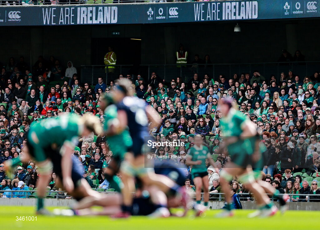 17 May 2026; Spectators during the Women's 6 Nations Rugby Championship match between Ireland and Scotland at the Aviva Stadium in Dublin. Photo by Thomas Flinkow/Sportsfile