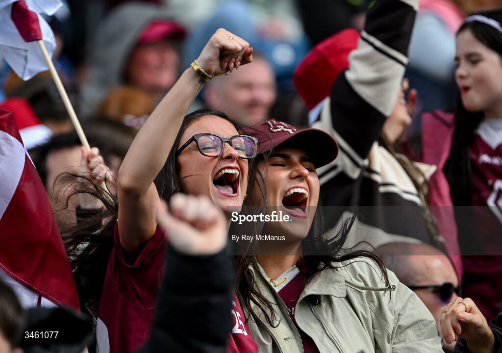 17 May 2026; Westmeath supporters, in the Cusack Stand,  celebrate a score  during he first period of extra-time in the Leinster GAA Football Senior Championship final match between Dublin and Westmeath at Croke Park in Dublin. Photo by Ray McManus/Sportsfile