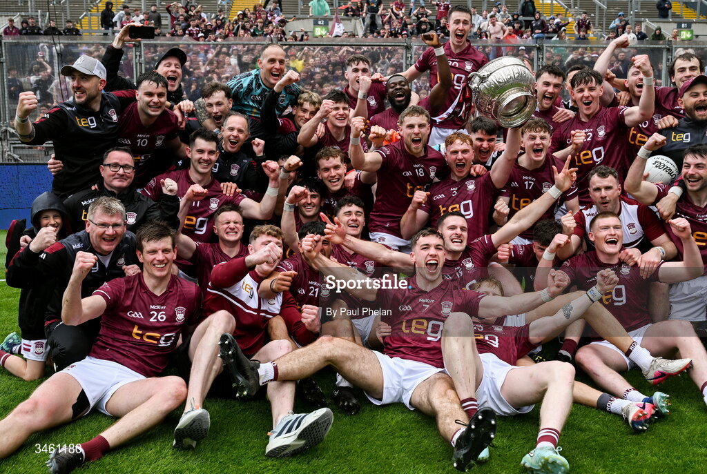 17 May 2026; The Westmeath squad celebrate after winning the Leinster GAA Football Senior Championship final match between Dublin and Westmeath at Croke Park in Dublin. Photo by Paul Phelan/Sportsfile