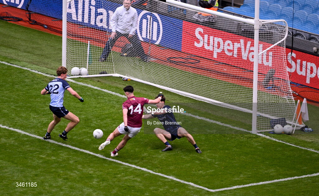 17 May 2026; Jack Duncan of Westmeath scores his side's second goal during the Leinster GAA Football Senior Championship final match between Dublin and Westmeath at Croke Park in Dublin. Photo by Daire Brennan/Sportsfile