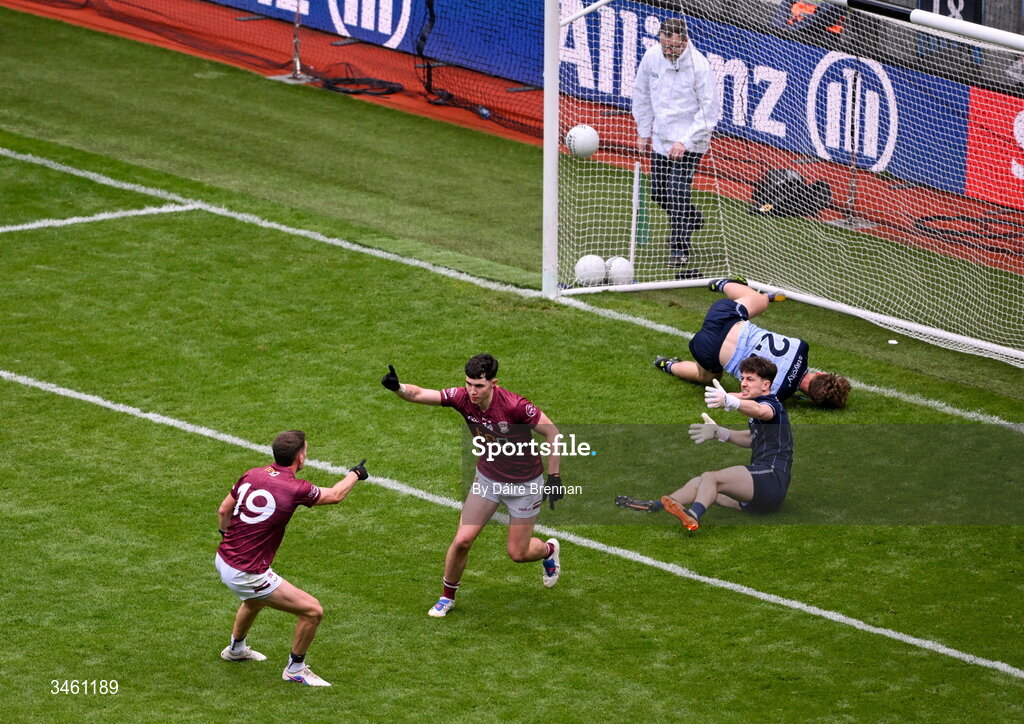 17 May 2026; Jack Duncan of Westmeath celebrates after scoring his side's second goal during the Leinster GAA Football Senior Championship final match between Dublin and Westmeath at Croke Park in Dublin. Photo by Daire Brennan/Sportsfile