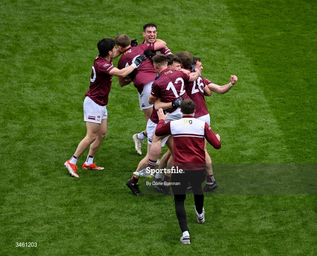 17 May 2026; Westmeath players celebrate after the Leinster GAA Football Senior Championship final match between Dublin and Westmeath at Croke Park in Dublin. Photo by Daire Brennan/Sportsfile