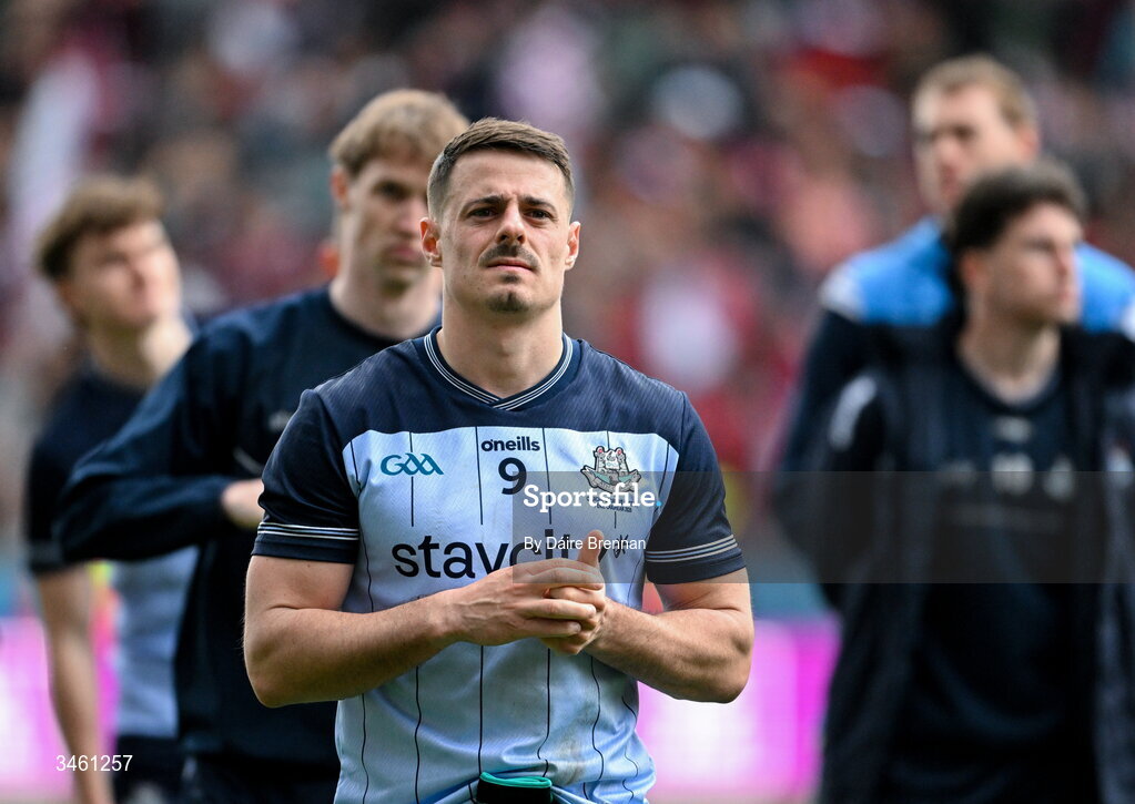 17 May 2026; A dejected Brian Howard of Dublin after the Leinster GAA Football Senior Championship final match between Dublin and Westmeath at Croke Park in Dublin. Photo by Daire Brennan/Sportsfile