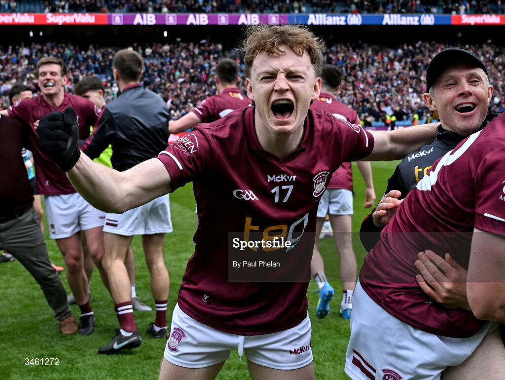 17 May 2026; Adam Treanor of Westmeath celebrates after winning the Leinster GAA Football Senior Championship final match between Dublin and Westmeath at Croke Park in Dublin. Photo by Paul Phelan/Sportsfile