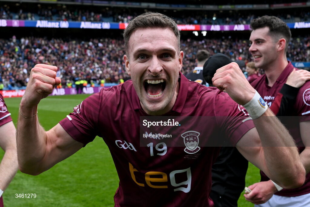 17 May 2026; Robbie Forde of Westmeath celebrates after winning the Leinster GAA Football Senior Championship final match between Dublin and Westmeath at Croke Park in Dublin. Photo by Paul Phelan/Sportsfile