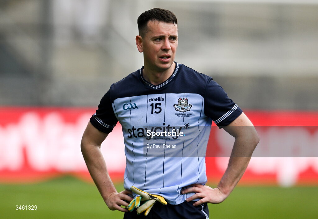 17 May 2026; Cormac Costello of Dublin reacts after the Leinster GAA Football Senior Championship final match between Dublin and Westmeath at Croke Park in Dublin. Photo by Paul Phelan/Sportsfile