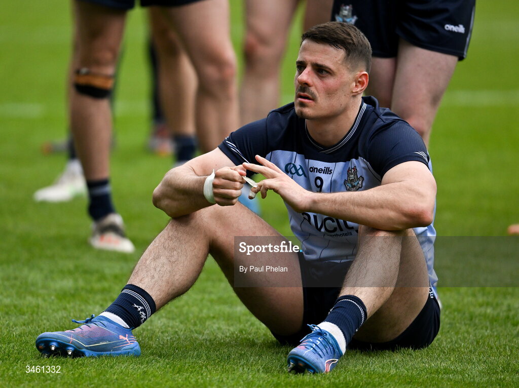 17 May 2026; Brian Howard of Dublin reacts after the Leinster GAA Football Senior Championship final match between Dublin and Westmeath at Croke Park in Dublin. Photo by Paul Phelan/Sportsfile