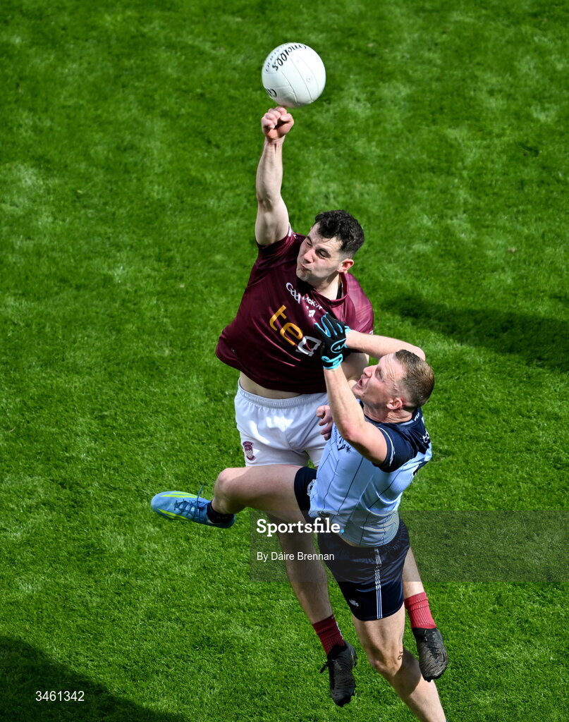 17 May 2026; Sam McCartan of Westmeath in action against Ciarán Kilkenny of Dublin during the Leinster GAA Football Senior Championship final match between Dublin and Westmeath at Croke Park in Dublin. Photo by Daire Brennan/Sportsfile
