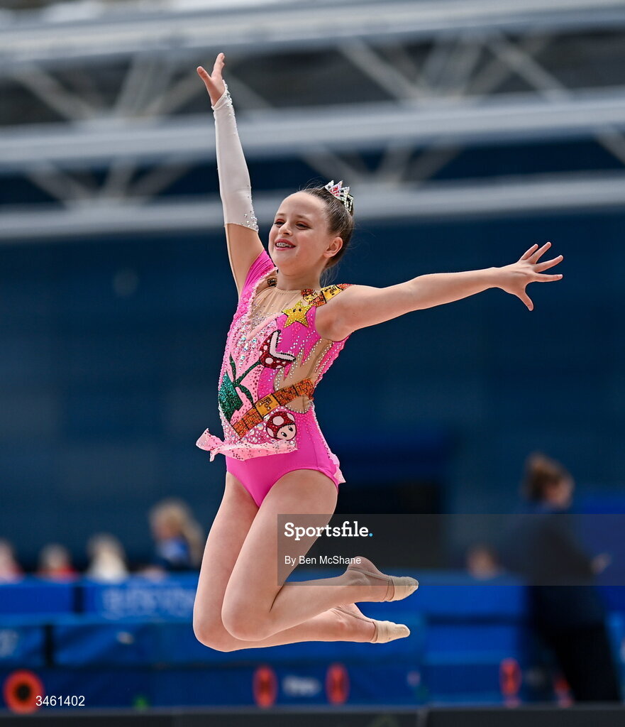 17 May 2026; Elis Khaletska of Excel GC competes in the Artistic Floor event during the Gymnastics Ireland National Series Sport Ireland National Indoor Arena on the Sport Ireland Campus in Dublin. Photo by Ben McShane/Sportsfile