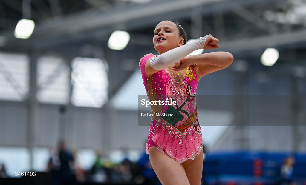 17 May 2026; Elis Khaletska of Excel GC competes in the Artistic Floor event during the Gymnastics Ireland National Series Sport Ireland National Indoor Arena on the Sport Ireland Campus in Dublin. Photo by Ben McShane/Sportsfile