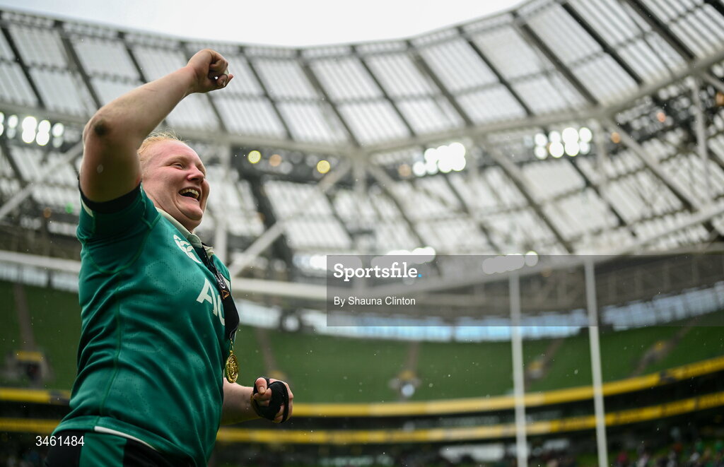 17 May 2026; Aoife Wafer of Ireland after the Women's 6 Nations Rugby Championship match between Ireland and Scotland at the Aviva Stadium in Dublin. Photo by Shauna Clinton/Sportsfile