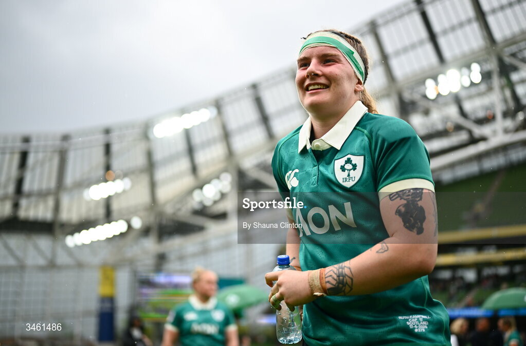 17 May 2026; Ruth Campbell of Ireland after the Women's 6 Nations Rugby Championship match between Ireland and Scotland at the Aviva Stadium in Dublin. Photo by Shauna Clinton/Sportsfile