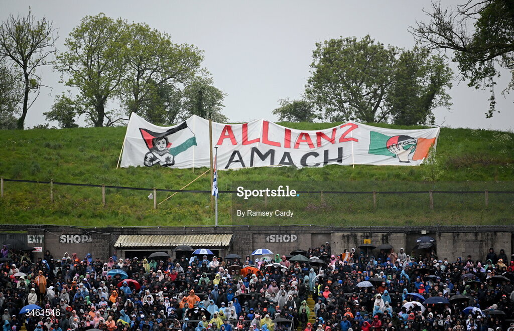 17 May 2026; An Allianz protest during the Ulster GAA Football Senior Championship final match between Armagh and Monaghan at St Tiernach's Park in Clones, Monaghan. Photo by Ramsey Cardy/Sportsfile
