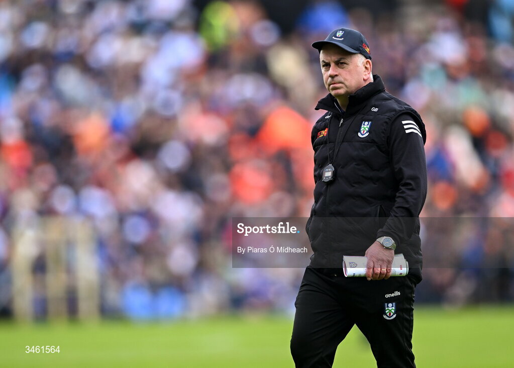 17 May 2026; Monaghan manager Gabriel Bannigan before the Ulster GAA Football Senior Championship final match between Armagh and Monaghan at St Tiernach's Park in Clones, Monaghan. Photo by Piaras Ó Mídheach/Sportsfile