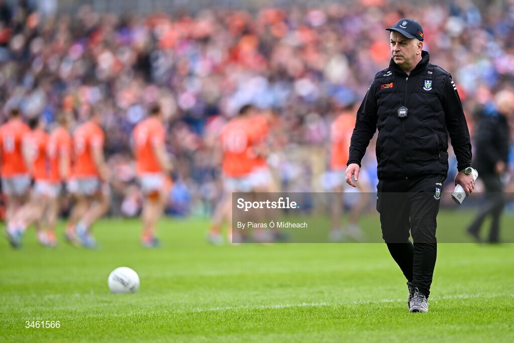 17 May 2026; Monaghan manager Gabriel Bannigan before the Ulster GAA Football Senior Championship final match between Armagh and Monaghan at St Tiernach's Park in Clones, Monaghan. Photo by Piaras Ó Mídheach/Sportsfile