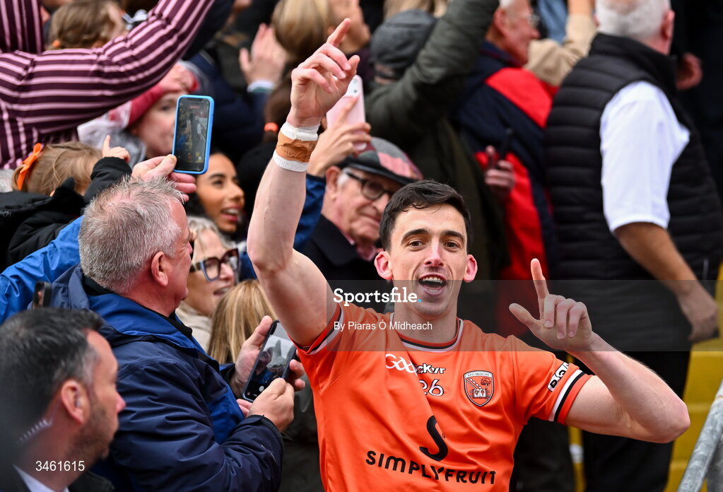 17 May 2026; Rory Grugan of Armagh celebrates after victory in the Ulster GAA Football Senior Championship final match between Armagh and Monaghan at St Tiernach's Park in Clones, Monaghan. Photo by Piaras Ó Mídheach/Sportsfile