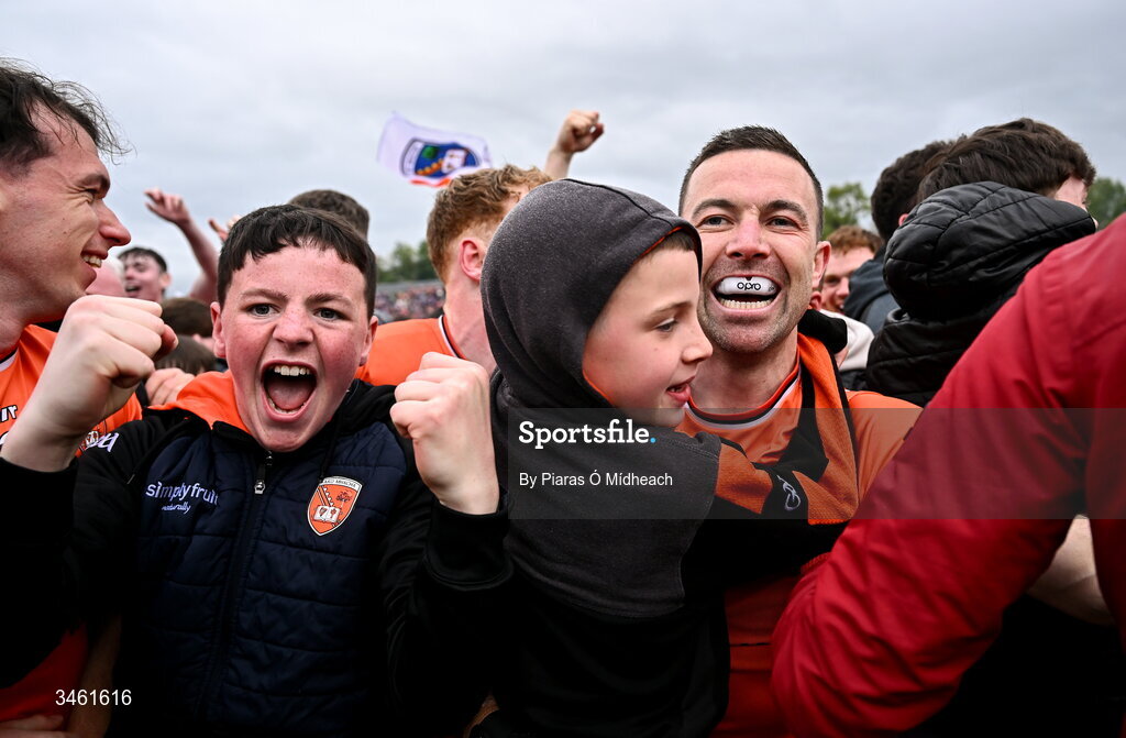 17 May 2026; Armagh captain Aidan Forker during the celebrations after his side's victory in the Ulster GAA Football Senior Championship final match between Armagh and Monaghan at St Tiernach's Park in Clones, Monaghan. Photo by Piaras Ó Mídheach/Sportsfile