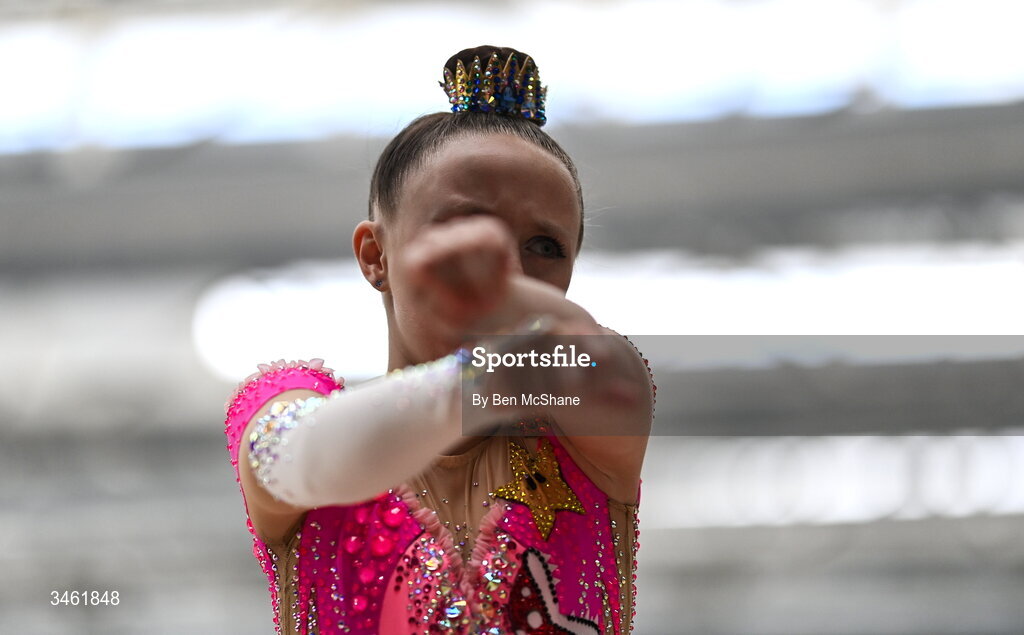 17 May 2026; Elis Khaletska of Excel GC competes in the Artistic Floor event during the Gymnastics Ireland National Series Sport Ireland National Indoor Arena on the Sport Ireland Campus in Dublin. Photo by Ben McShane/Sportsfile