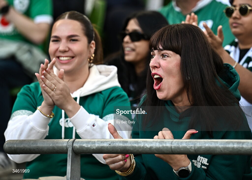 17 May 2026; Ireland supporters during the Women's 6 Nations Rugby Championship match between Ireland and Scotland at the Aviva Stadium in Dublin. Photo by Seb Daly/Sportsfile