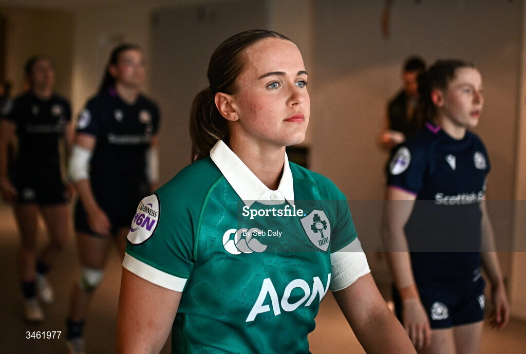 17 May 2026; Robyn O'Connor of Ireland before the Women's 6 Nations Rugby Championship match between Ireland and Scotland at the Aviva Stadium in Dublin. Photo by Seb Daly/Sportsfile