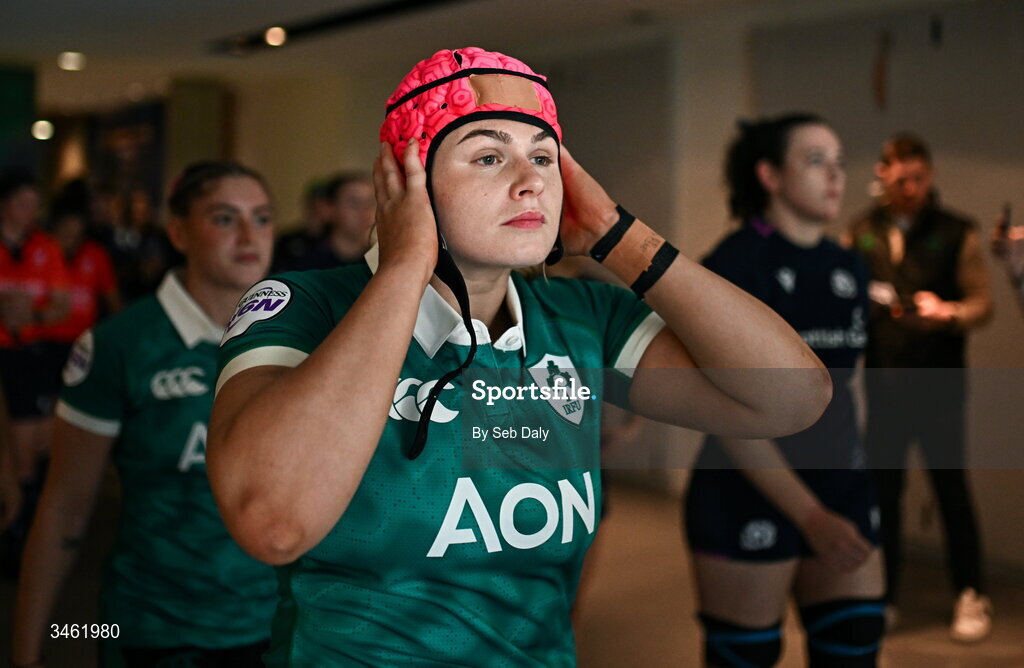 17 May 2026; Dorothy Wall of Ireland before the Women's 6 Nations Rugby Championship match between Ireland and Scotland at the Aviva Stadium in Dublin. Photo by Seb Daly/Sportsfile