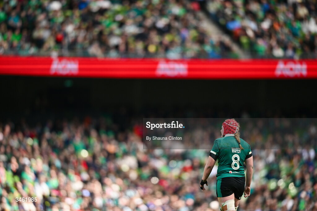 17 May 2026; Aoife Wafer of Ireland during the Women's 6 Nations Rugby Championship match between Ireland and Scotland at the Aviva Stadium in Dublin. Photo by Shauna Clinton/Sportsfile