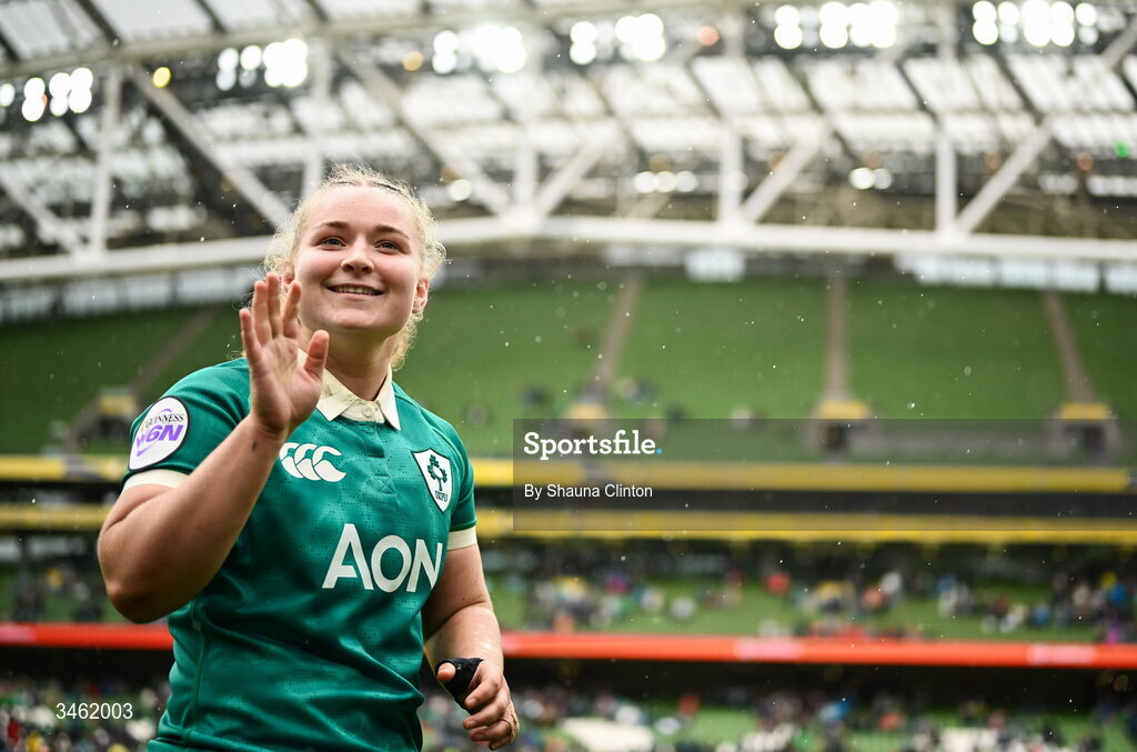17 May 2026; Sadhbh McGrath of Ireland after the Women's 6 Nations Rugby Championship match between Ireland and Scotland at the Aviva Stadium in Dublin. Photo by Shauna Clinton/Sportsfile