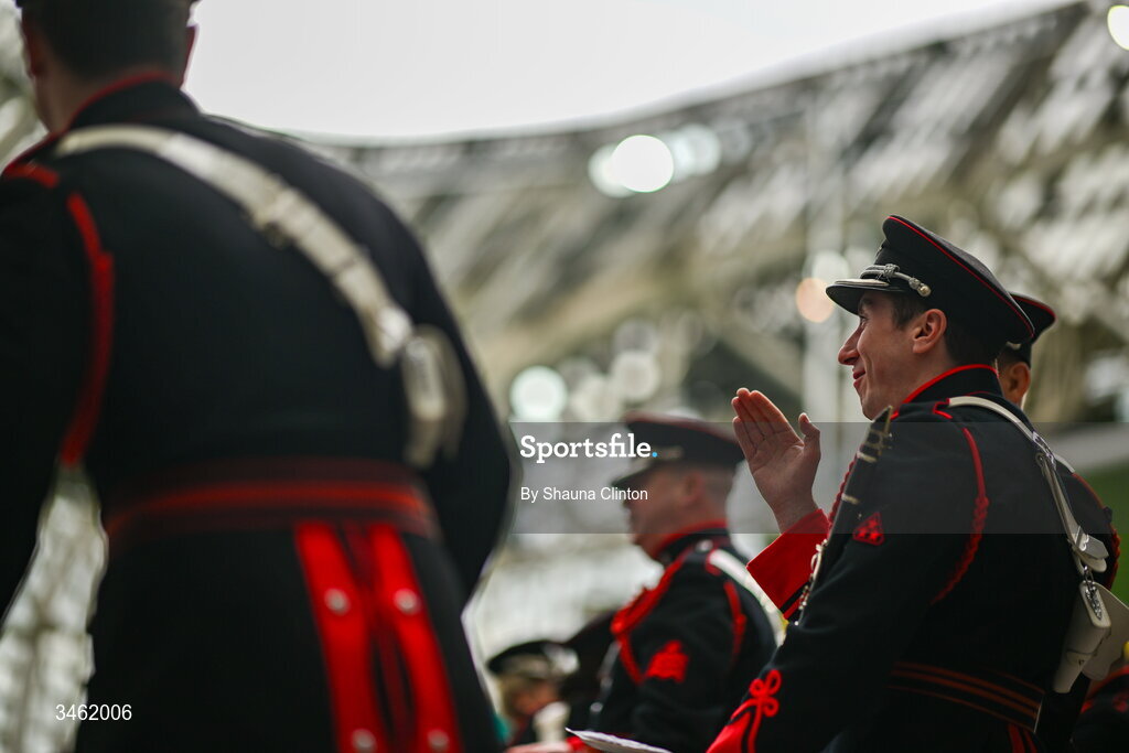17 May 2026; The brass band waits in the tunnel ahead of the Women's 6 Nations Rugby Championship match between Ireland and Scotland at the Aviva Stadium in Dublin. Photo by Shauna Clinton/Sportsfile