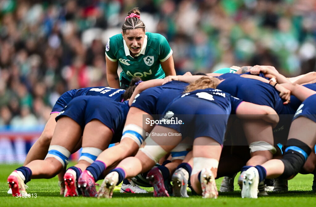 17 May 2026; Katie Whelan of Ireland during the Women's 6 Nations Rugby Championship match between Ireland and Scotland at the Aviva Stadium in Dublin. Photo by Shauna Clinton/Sportsfile