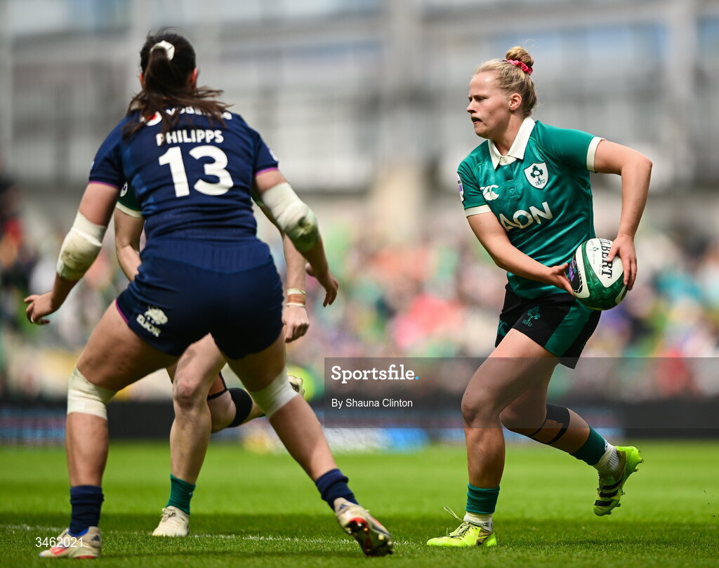 17 May 2026; Dannah O'Brien of Ireland during the Women's 6 Nations Rugby Championship match between Ireland and Scotland at the Aviva Stadium in Dublin. Photo by Shauna Clinton/Sportsfile