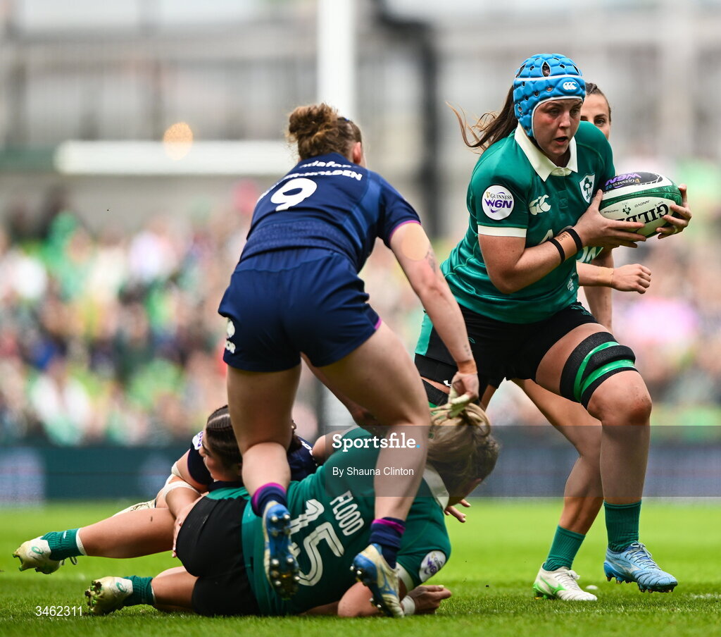 17 May 2026; Brittany Hogan of Ireland during the Women's 6 Nations Rugby Championship match between Ireland and Scotland at the Aviva Stadium in Dublin. Photo by Shauna Clinton/Sportsfile