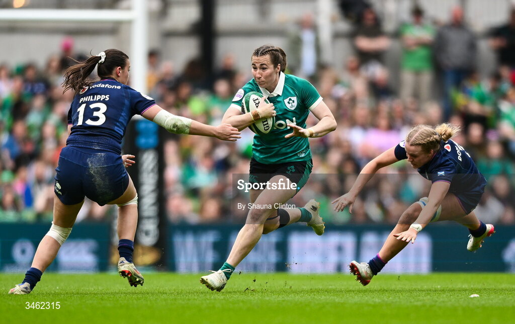 17 May 2026; Eve Higgins of Ireland during the Women's 6 Nations Rugby Championship match between Ireland and Scotland at the Aviva Stadium in Dublin. Photo by Shauna Clinton/Sportsfile