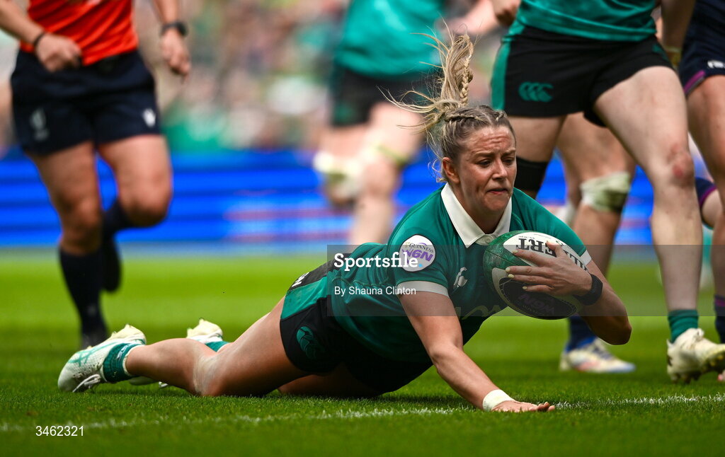 17 May 2026; Stacey Flood of Ireland during the Women's 6 Nations Rugby Championship match between Ireland and Scotland at the Aviva Stadium in Dublin. Photo by Shauna Clinton/Sportsfile
